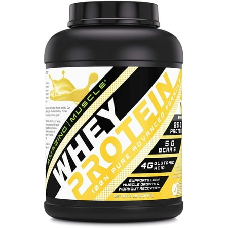 Amazing Muscle 100% Whey Protein Powder *Advanced Formula with Whey Protein Isolate as a Primary Ingredient Along with Ultra Filtered Whey Protein Con
