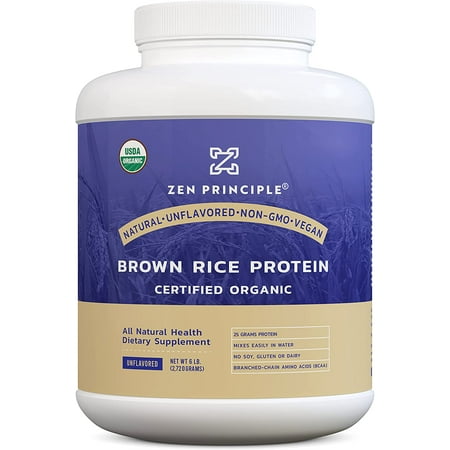 Organic Brown Protein 6 LB. USDA Certified Organic. Unflavored. 26 G. Protein per Serving. Non-GMO. No Soy  Gluten or Dairy. Natural. Vegan. Ultra-Fin