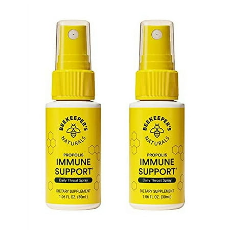 Beekeeper S Naturals Propolis Throat Spray  Natural Immune Support & Sore Throat Relief - Antioxidants  Keto  Paleo  Gluten-Free  1.06 Oz (Pack of 2)