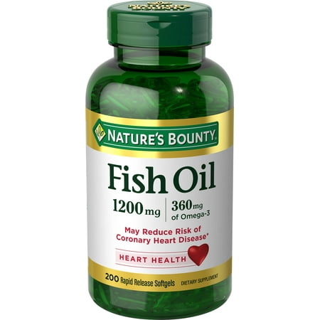 Nature S Bounty® Fish Oil  1200 Mg Omega-3  200 Rapid Release Softgels  Dietary Supplement for Supporting Cardiovascular Health - 2 Pack