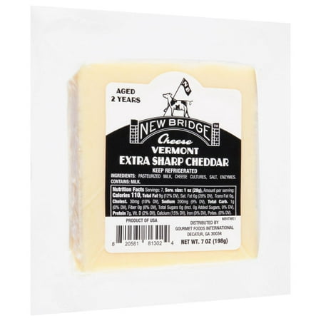 New Bridge Vermont Extra Sharp 2 Year Cheddar Cheese  7OZ  12 Pack