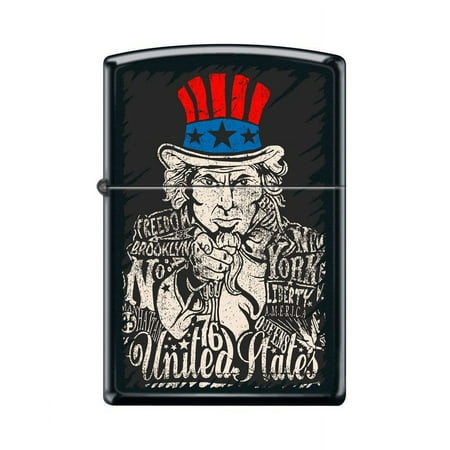 Zippo Lighter-Uncle Sam Black Matte Windproof Lighter #Z5500
