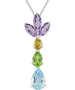Silver Multi-shaped Gemstone Necklace