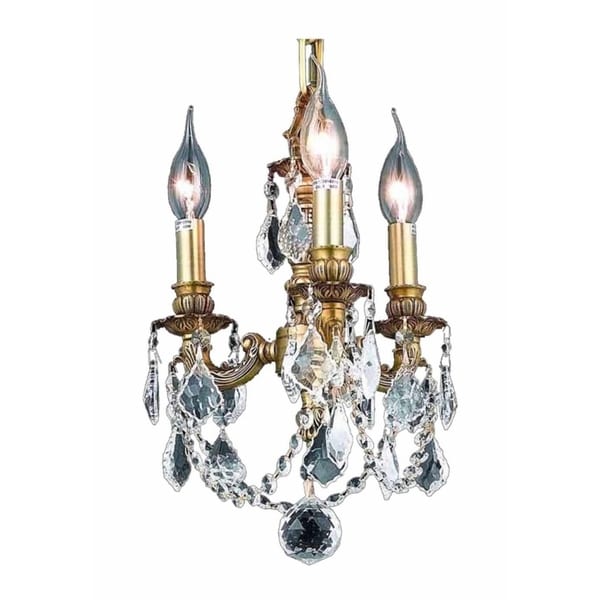 Fleur Illumination Collection French Gold Brass/Crystal 10-inch High X 10-inch Diameter 3-light Pend