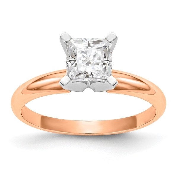 Versil 14 Karat Rose Gold 0.5 Cttw. 5.0mm True Light Moissanite Solitaire Ring