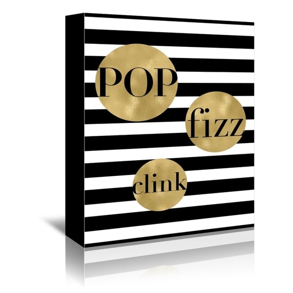 Pop Fizz Clink Black White Stripe - Wrapped Canvas Wall Art