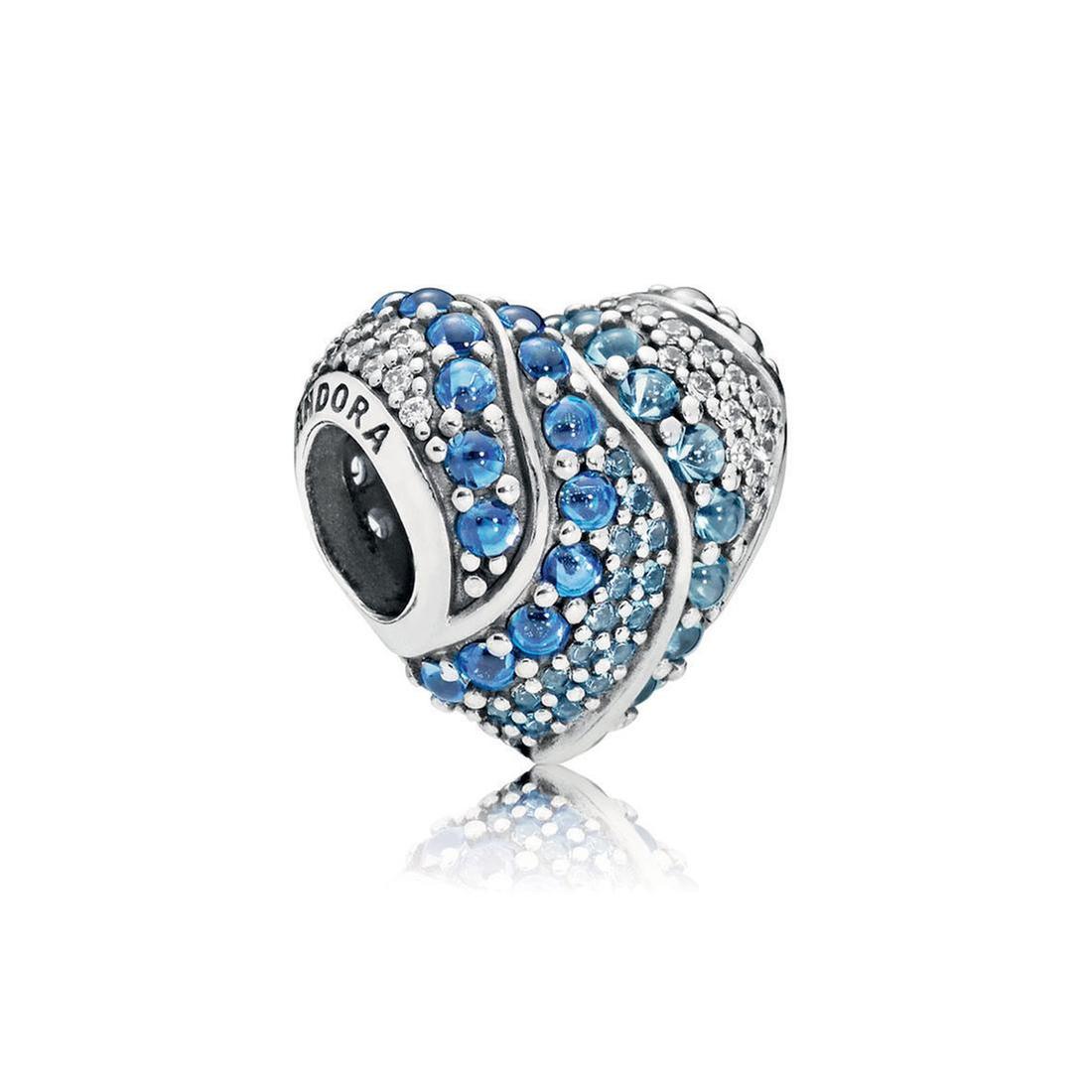 Pandora Charm Aqua Heart Sterling Silver - No Returns or Exchanges