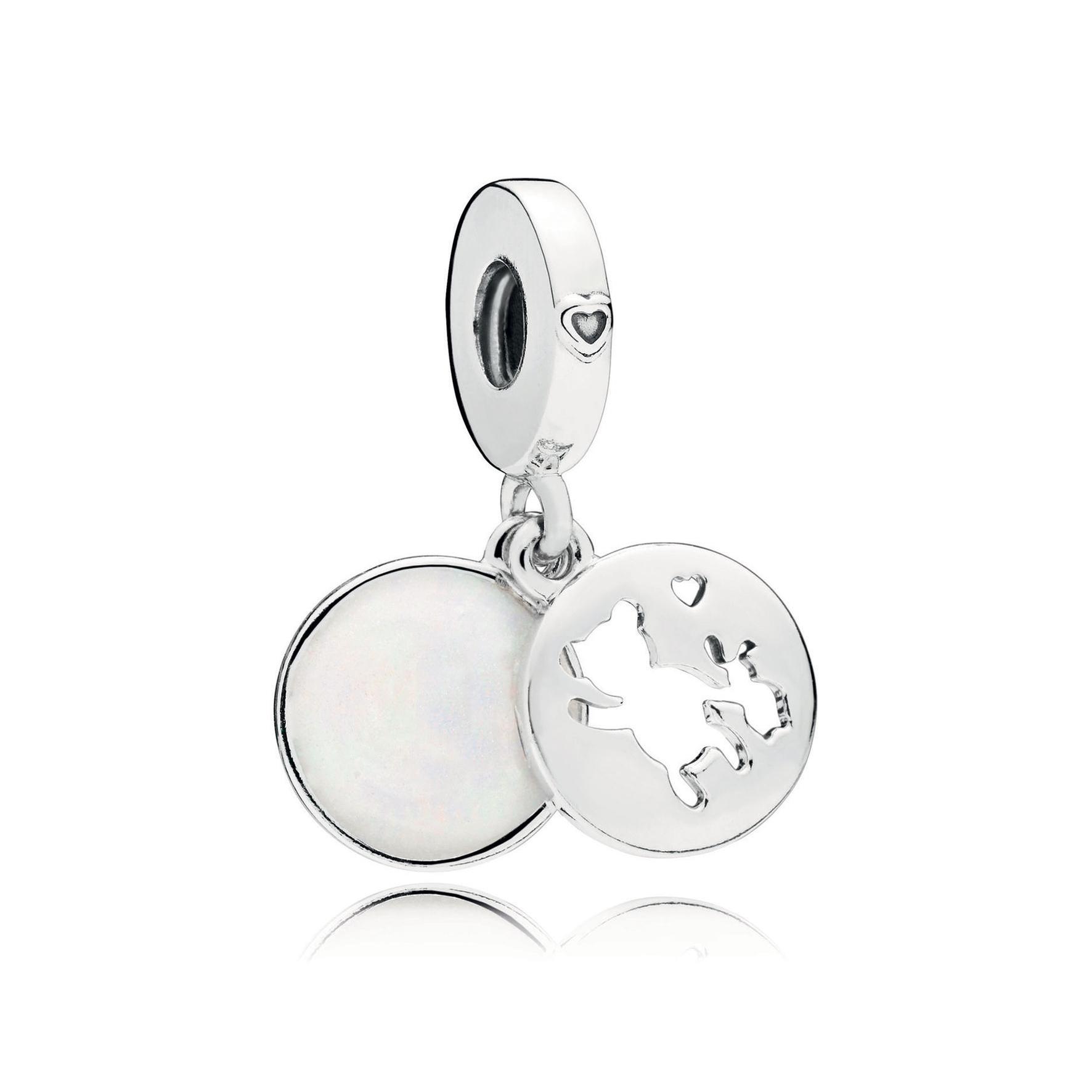 Teddy and Rabbit Dangle in Sterling Silver W/shimmering Silve Charm 797035EN23