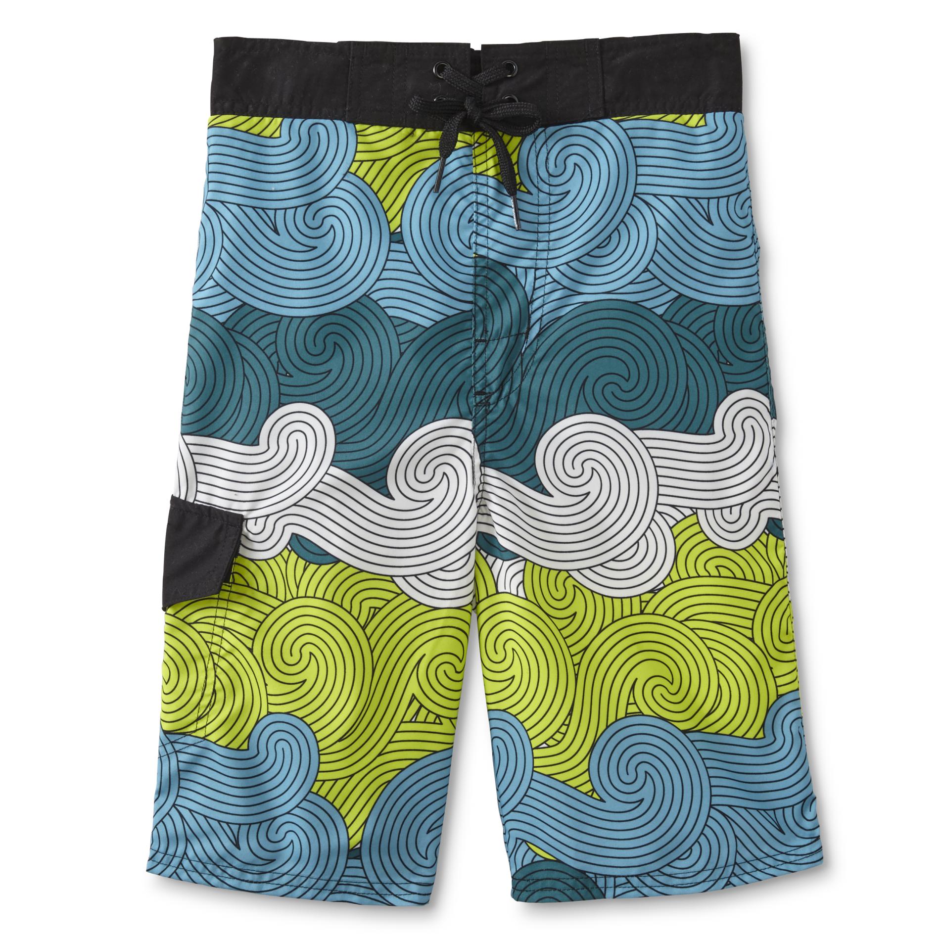 Joe Boxer Boys' Swim Boardshorts - Wavy, Size: Medium, Lime Pop