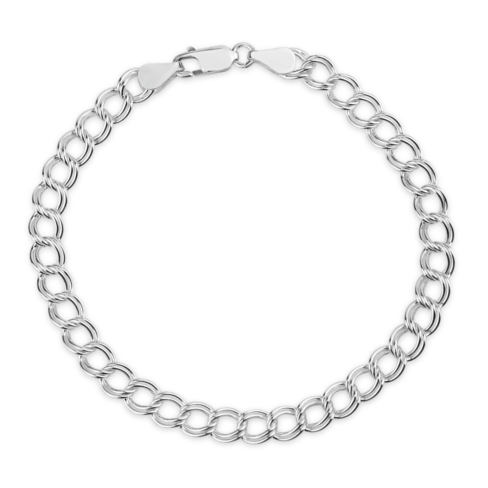 Sterling Silver Charm Link 8 Inch Bracelet