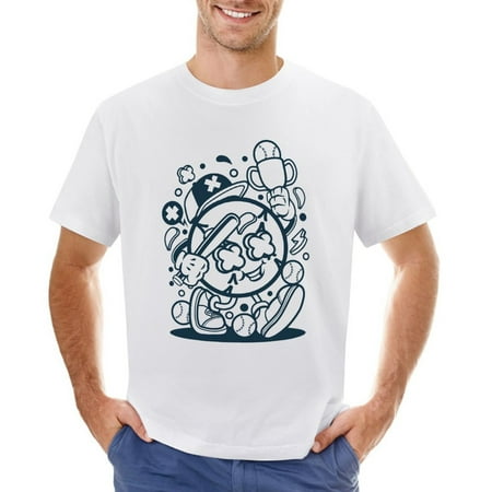 Baseball Champion Men’s Graphic T-shirt Vintage Short Sleeve Sport Tee White L