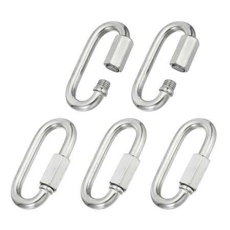 Uxcell 10mm 304 Stainless Steel Chain Quick Links Screw Locking Chain Connector Oval D Ring Hook Clips 2292 Lbs 5 Pack