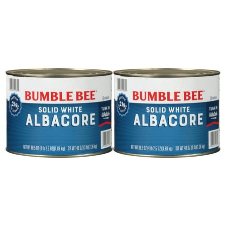(2 Pack) Bumble Bee Solid White Albacore Tuna in Water  Wild Caught  Gluten Free  22g Protein per Serving  Shelf Stable Can  66.5 Oz