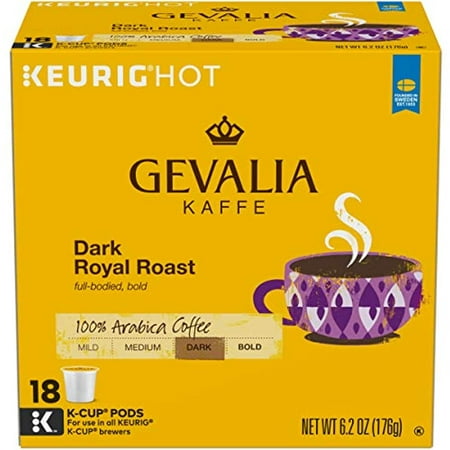 Gevalia Dark Royal Roast Coffee  K-Cup Pods  6.2 Oz  18 Count