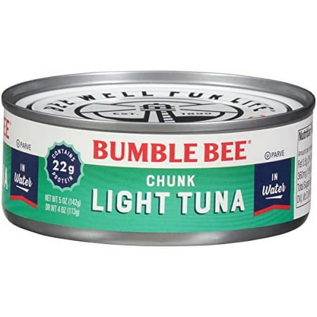 Bumble Bee Chunk Light Tuna in Water  5 Oz Cans (Pack of 24) - Wild Caught Tuna - 22g Protein per Serving - Non-GMO Project Verified  Gluten Free  Kos