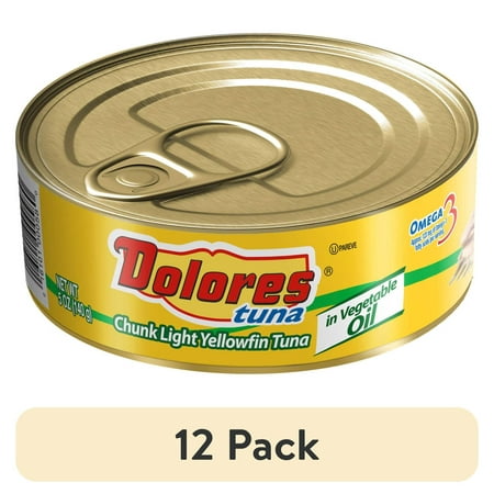 (12 Pack) Dolores Tuna  Chunk Light Yellowfin Tuna in Vegetable Oil  5 Oz Can