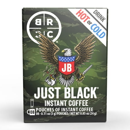 Black Rifle Coffee Company Just Black Instant Coffee Caffeine Packets for Hot or Iced  Medium Roast  8 Ct Singles