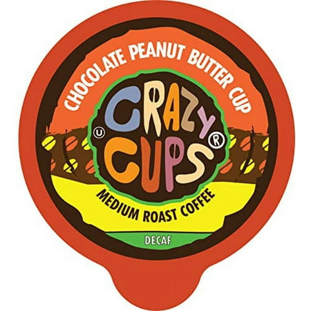 Crazy Cups Flavored Coffee for Keurig K-Cup Machines  Decaf Chocolate Peanut Butter Cup  Hot or Iced  Single Serve  Recyclable Pods  22 Count