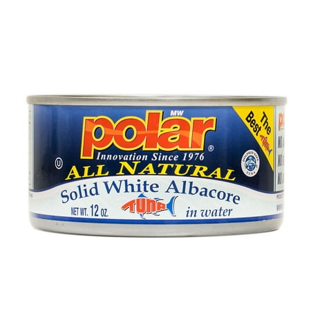 (4 Pack) Polar  Solid White Albacore Tuna in Water  Wild-Caught  12 Oz Can  All Natural  Kosher  GMO-Free