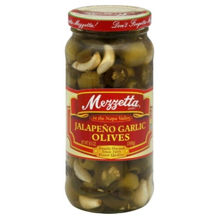 MEZZETTA OLIVE STFD JALPNO & GRLC 9.5 OZ - Pack of 6