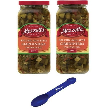 (Pack of 2) Mezzetta Hot Chicago Style Italian Sandwich Mix Hot Giardiniera 16 Oz (Free Miras 2-in-1 Measuring Spoon Included!)