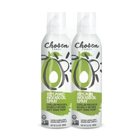 Chosen Foods Avocado Oil Spray - Non-GMO  Kosher  Keto and Paleo Diet Friendly  for High-Heat Cooking  Frying  Baking  13.5 Oz (Pack of 2)