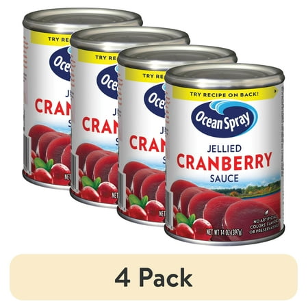(4 Pack) Ocean Spray® Jellied Cranberry Sauce  Canned Side Dish  14 Oz Can
