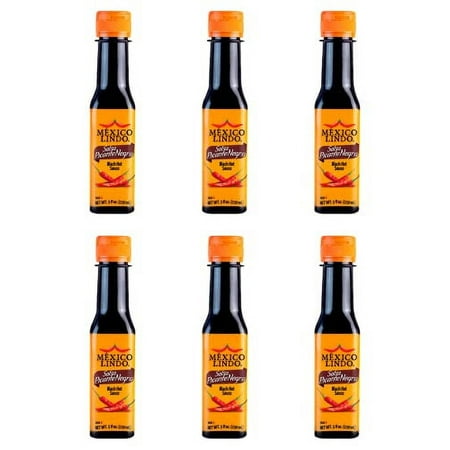 Mexico Lindo Picante Negra Hot Sauce | Light & Spicy | 8 400 Scoville Level | Great with Asian Food  Seafood & Meat | 5 Fl Oz Bottle (Pack of 6)