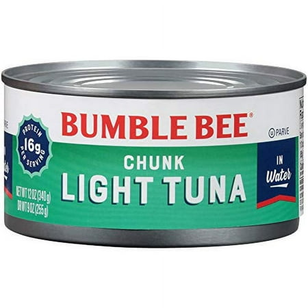 Bumble Bee Chunk Light Tuna in Water  12 Oz Cans (Pack of 12) - Wild Caught Tuna - 16g Protein per Serving - Non-GMO Project Verified  Gluten Free  Ko