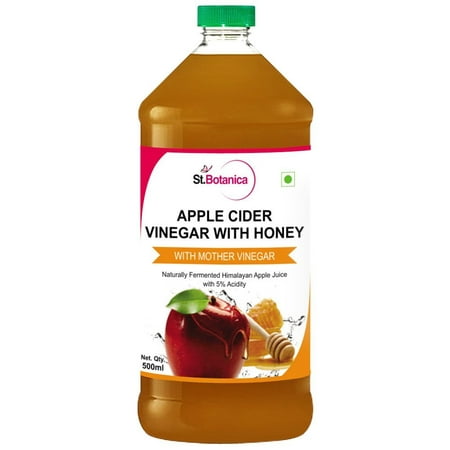 St.Botanica Apple Cider Vinegar with Mother Vinegar and Honey 500 Ml with Natural & Organic Himalayan Apple | Raw  Unfiltered & Non-Pasturized | Boost