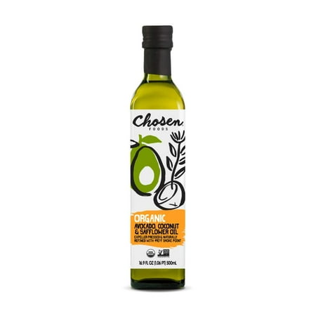 Chosen Foods Organic Avocado  Coconut & Safflower Oil 16.9 Oz. (6 Pack)  Non-GMO for High-Heat Cooking  Baking and Frying  490F Smoke Point