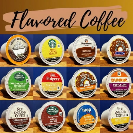 12-Pack Flavored Coffee K-Cups Sample Pack  12 Different Pods  Starbucks  IHOP  Black Rifle and More!