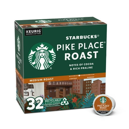 Starbucks Ground Coffee Medium Roast Pike Place Roast 32 K-Cups (Pack of 12)