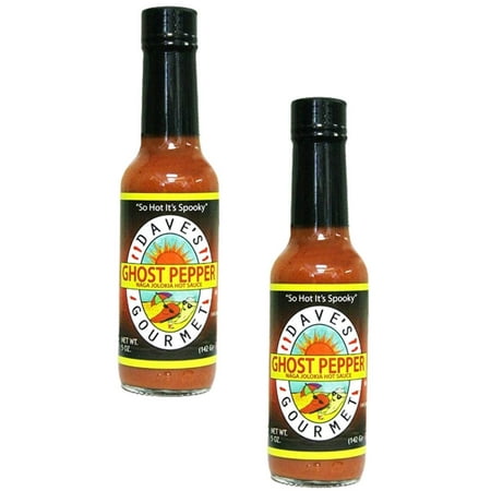 Dave S Gourmet Ghost Pepper (Naga Jolokia) Hot Sauce  2-Pack 5 Fl. Oz. Bottles