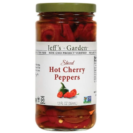 Jeff S Naturals Sliced Hot Cherry Peppers  12 Ounce (Pack of 6)