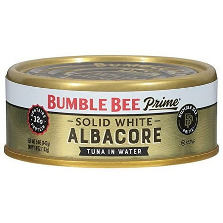 Bumble Bee Prime Solid White Albacore Tuna in Water  5 Oz Can - Premium Wild Caught Tuna - 31g Protein per Serving - Non-GMO Project Verified  Gluten 