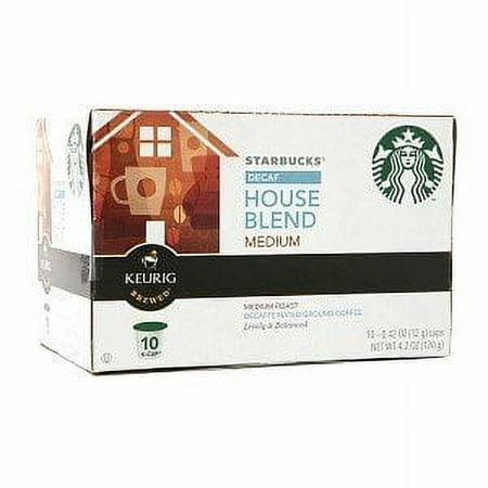 Starbucks Ground Coffee Decaf Medium Roast House Blend 10 K-Cups (Pack of 12)