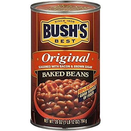Bush S Baked Beans  Canned Original  Protein and Fiber  Low Fat  Gluten Free  28 Ounce (Pack of 6)