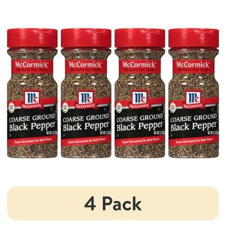 (4 Pack) McCormick Non-GMO Kosher Coarse Ground Black Pepper  3.12 Oz Bottle