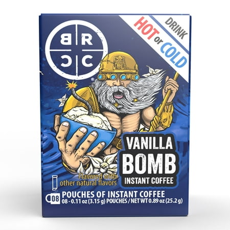 Black Rifle Coffee Company Vanilla Bomb Instant Coffee Caffeine Packets for Hot or Iced  Medium Roast  8 Ct Singles