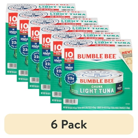 (6 Pack) (Pack of 10) Bumble Bee Chunk Light Tuna in Water  5 Oz Cans