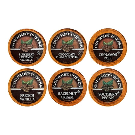 Coffee Lovers Single Serve Sampler: Blueberry Cinnamon Crumble  Chocolate Peanut Butter  Cinnamon Roll  French Vanilla  Hazelnut Cream and Southern Pe