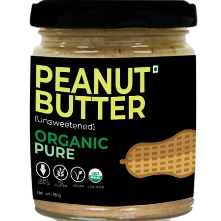 Peanut Butter (Unsweetened) - 180G (Sugar-Free  Gluten-Free  Vegan  Low Carb  High Protein  Ultra Low Gi  Diabetes & Keto Friendly) - Made in Small Ba