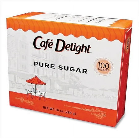 2Pack Caf Delight Pure Sugar Packets  0.10 Oz Packet  100 Packets/Box (23310)