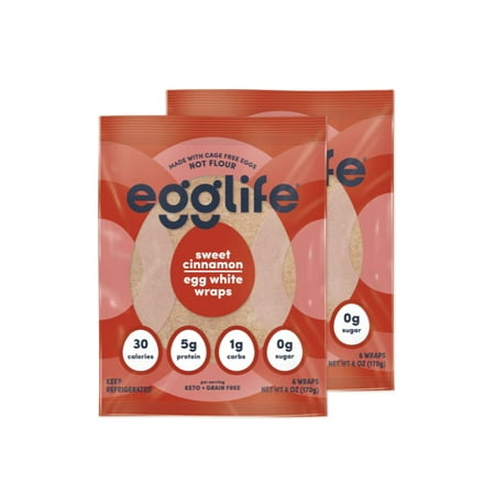 Egglife Egg White Wraps  Sweet Cinnamon  Egg White Wraps  12 Total Wraps (2-6 Packs) - Gluten Free  Dairy Free  No Flour  Sugar Free  Keto Friendly  P
