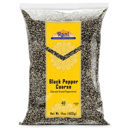 Rani Black Pepper Coarse Ground 28 Mesh (Table Grind) Indian 14oz (400g) ~ All Natural | Vegan | Gluten Friendly | NON-GMO | Kosher