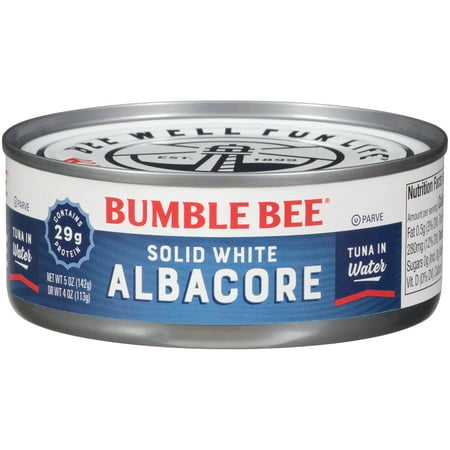 Bumble Bee Solid White Albacore Tuna in Water  5 Oz Can - Wild Caught Tuna - 29G Protein per Serving - Non-Gmo Project Verified  Gluten Free  Kosher -