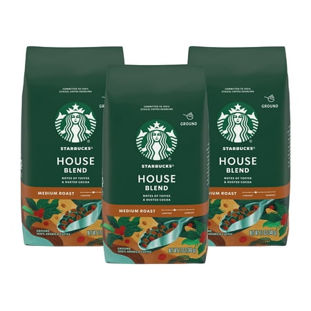 Starbucks House Blend Medium Roast Ground Coffee 12 Ounce Bags (Pack of 3)