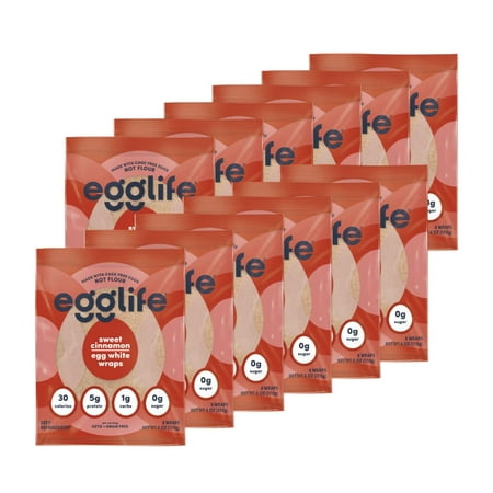 Egglife Egg White Wraps  Sweet Cinnamon  Egg White Wraps  72 Total Wraps (12-6 Packs) - Gluten Free  Dairy Free  No Flour  Sugar Free  Keto Friendly  