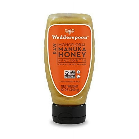 Wedderspoon Raw Premium Manuka Honey  KFactor 16  12 Oz  Unpasteurized  Genuine New Zealand Honey  Multi-Functional  Non-GMO Superfood  Traceable from